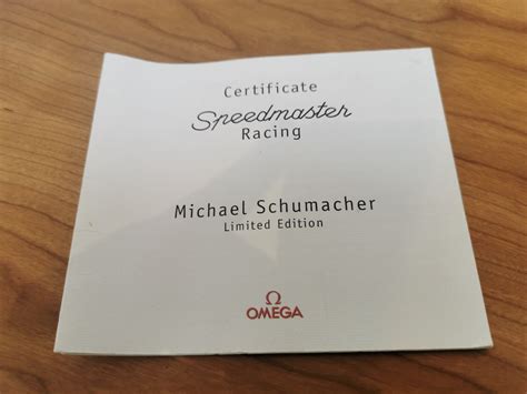 replica omega speedmaster michael schumacher certificate of authenticity|how to check for omega speedmaster.